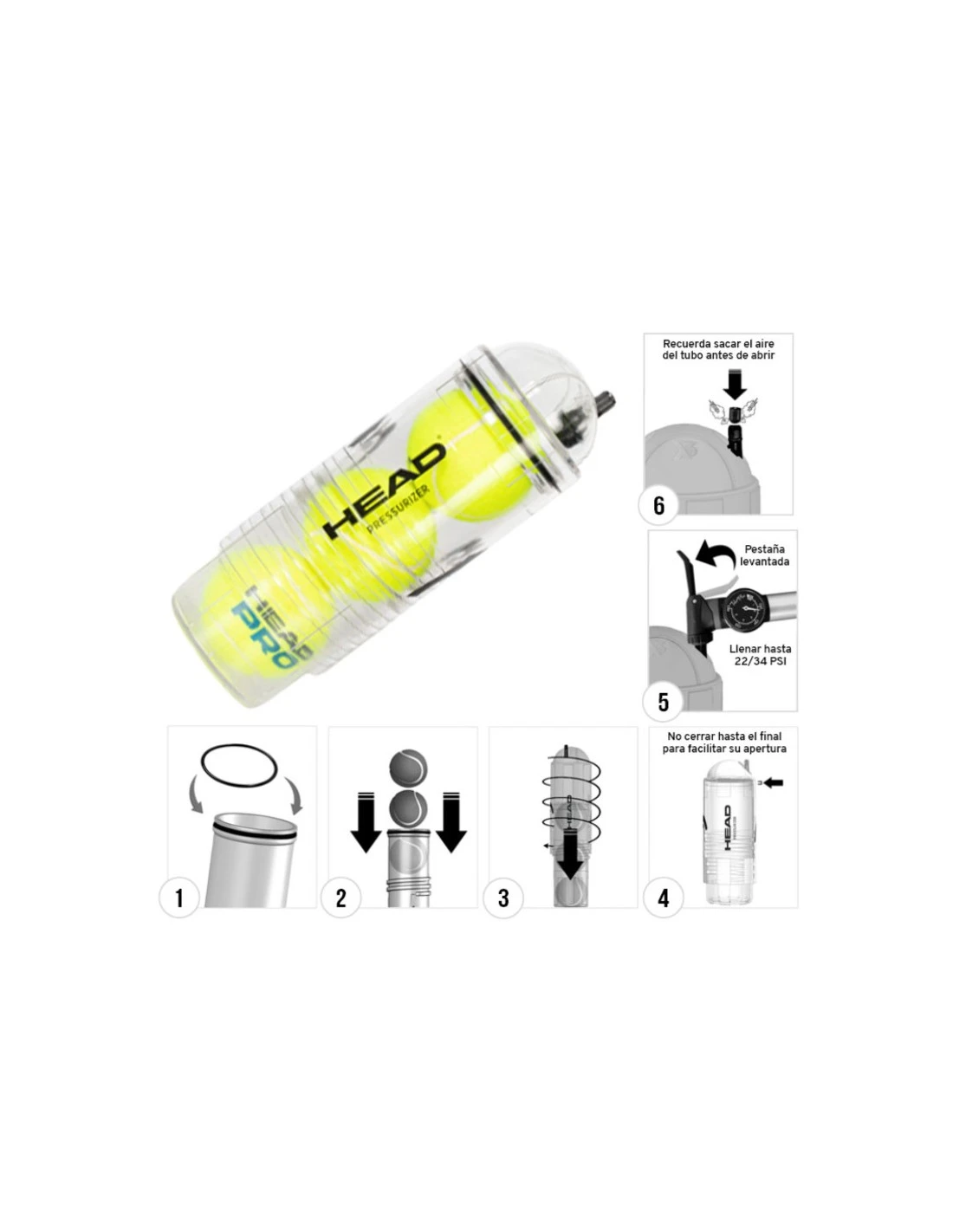 PRESURIZADOR DE PELOTAS HEAD X3 BOMBA 7 PRESURIZADOR DE PELOTAS HEAD X3 BOMBA - Imagen 5